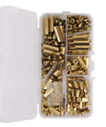 180Pcs M4 Brass Standoff Spacer Set With Male And Female Hex Pillars Screws And Nuts For Electronics PCB Mounting Durable Brass Hardware Kit In Storage Box Built For DIYers, open organizer with brass standoffs