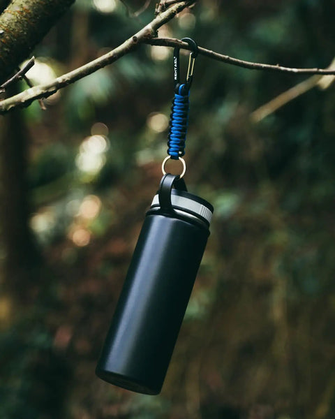 Heavy Duty Carabiner Key Chain Set With Military Braided Paracord And Hook Clip D Ring, 2 Pack In Black Blue And Black Orange