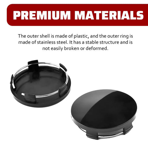 Top Notch 4 Pack Car Wheel Center Hub Covers, Tough ABS Snap In Hubcaps For Trucks Suv Pickup Rv, Universal Tight Fit For A Fresh Slick Ride Revamp Black, plastic shell and stainless steel ring, stable design.