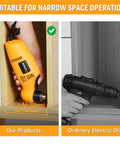 Comparison of Three Eighths Inch Right Angle Drill 3.8 Amp Corded Power Drill and standard drill in tight space application