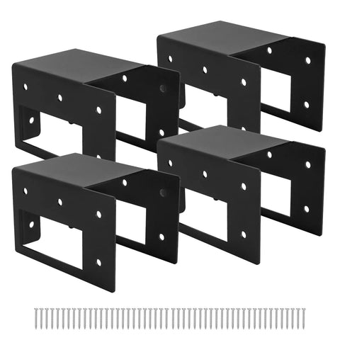 Firewood Log Storage Rack Bracket 4 Pack For Indoor And Outdoor Use Heavy Duty Powder Coated Steel Holder With Wood Screws