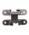 43mm Single Action Zinc Alloy Cross Hinge for Cabinets and Jewel Boxes, stable 22 lb load, flush mount, no visible hinge design