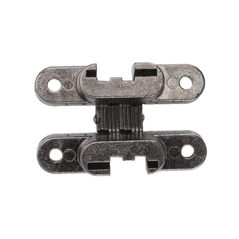43mm Single Action Zinc Alloy Cross Hinge for Cabinets and Jewel Boxes, stable 22 lb load, flush mount, no visible hinge design
