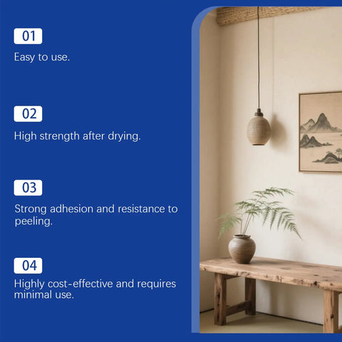 Interior wall with hanging lamp and framed art, showcasing DIY Friendly All In One Drywall Repair Kit With Patches Spackle Sanding Paper And Scraper benefits