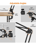 Adjustable angles of Third Hand Soldering Station With Adjustable Gooseneck Arms And PCB Holder Welding Help Tool For Precise Desoldering.