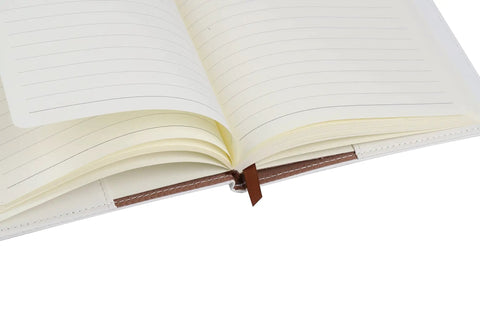 Opened A5 notebook with lined pages in Leather Engineer Notebook Cover For Women, Waterproof Journal Case For Female Engineers