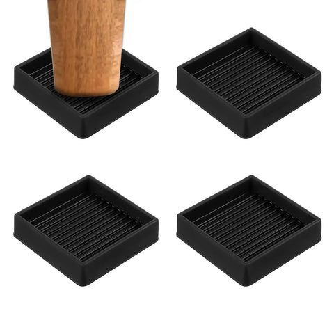 Straight Up Heavy Duty Rubber Floor Savers And Non Slip Furniture Pads to lock down big tables and sofas, set of 4 black rubber pads.