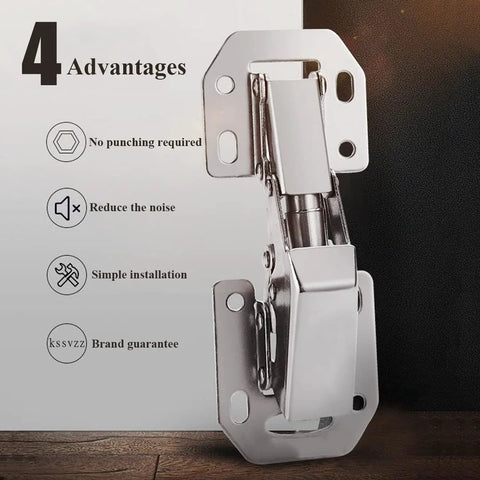 Image of Hidden Cabinet Hinges 3 Inch Surface Mount Concealed Hinges For Frameless Kitchen Cabinets With Screws, brushed nickel finish