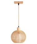 ZEORIVAX Rattan Pendant Light Fixture Bohemian Chandelier Large Semicircle in round woven design, warm natural color