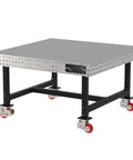 Bombproof Welding Fixture Table With Locking Casters Rock Solid 60 By 60 Laser Etched Grid And 36 Inch Height, heavy-duty steel frame.