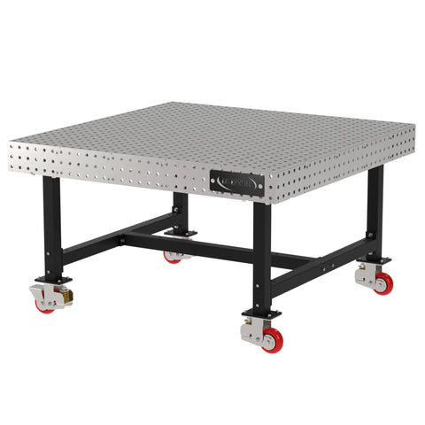 Bombproof Welding Fixture Table With Locking Casters Rock Solid 60 By 60 Laser Etched Grid And 36 Inch Height, heavy-duty steel frame.