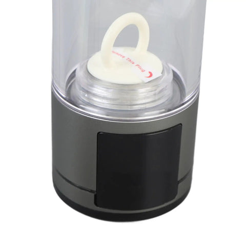Close-up of Portable 400ml Hydrogen Water Bottle Ionizer For Travel On The Go With Rechargeable Li Battery Sealed Design Gray