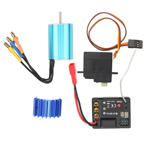 Heavy Duty Brushless Motor Esc Receiver And Servo Set Slick Aluminum Upgrade For Sg1603 Sg1604 Rc Cars with wiring and heatsink.