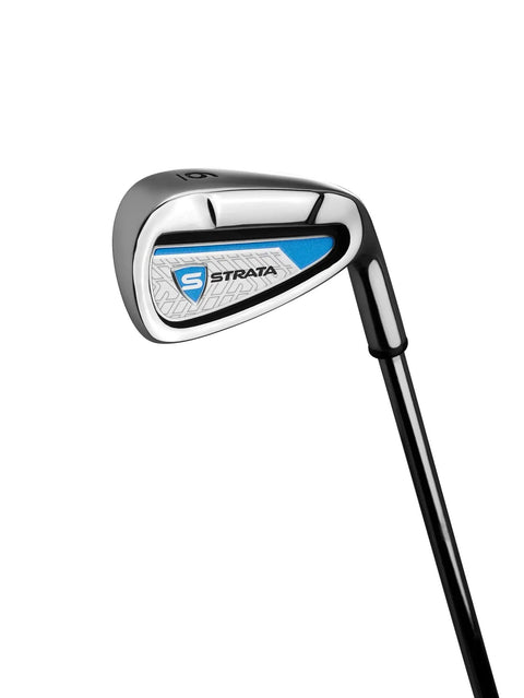 Strata 12 Piece Complete Golf Club Set for Men Right Hand Blue Featuring Lightweight Iron with sleek silver and blue design