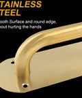 Close-up of smooth gold stainless steel handle corner, part of Heavy Duty Door Pull Handles 7.8 Inch By 2.5 Inch Set of 2
