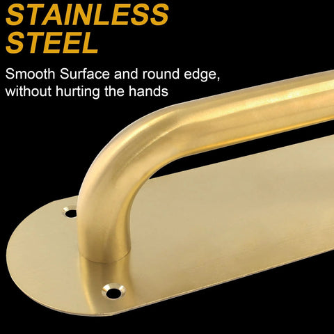 Close-up of smooth gold stainless steel handle corner, part of Heavy Duty Door Pull Handles 7.8 Inch By 2.5 Inch Set of 2