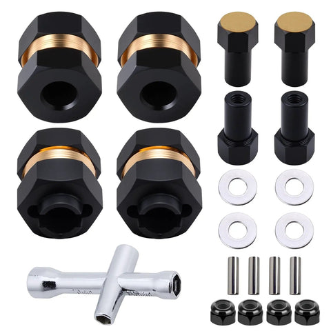Brass Extended Wheel Hubs And 7Mm Hex Spacers Set For Axial SCX24 1 24 RC Crawler Upgrades Dope Quality With Locknuts And Wrench Tool