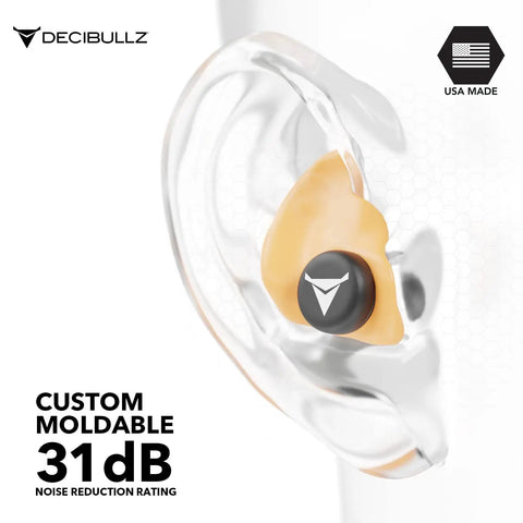 Custom Molded Earplugs With 31dB NRR For Shooting Travel Swimming Work And Concerts, Ultra Comfortable Hearing Protection You Can Wear All Day, Heat Formable Fit, Reusable Orange Color