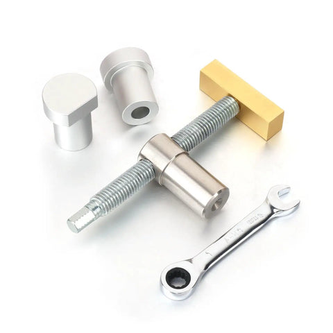 2 Pack Three Quarter Inch Bench Dog Clamps Set With 4 Bench Dogs, CNC Precision Machined Low Profile Woodworking Clamps, Stainless Steel and Brass, Easy to Use for a Rock Solid Hold in Woodworking Projects, with wrench