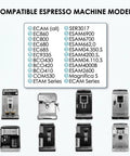 Image showing compatible espresso machine models for Pack Of 2 Water Filters For Automatic Espresso Machines DeLonghi.