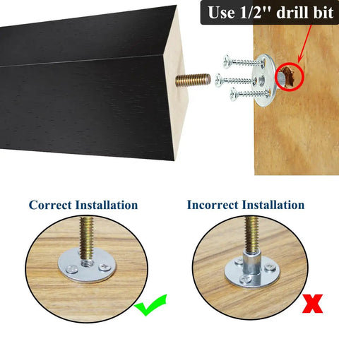 Installation guide for Six Inch Black Wood Furniture Legs Set Of Six For Sofa Ottoman Sectional Dresser Nightstand And Recliner