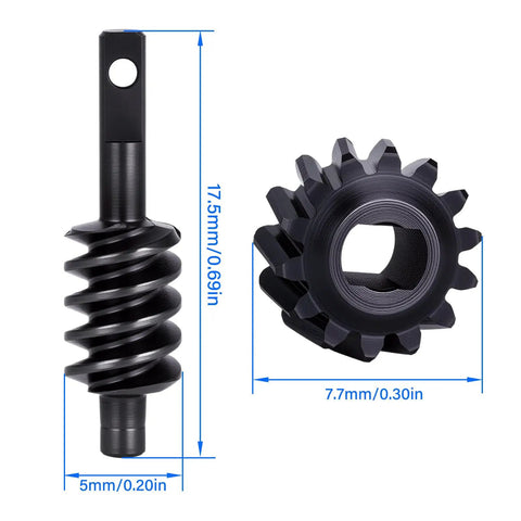 Helical Axle Gear Set For 1 By 30 RC Crawler 14T Hardened Steel Worm And Spur Gears Dual Pack dimensions shown
