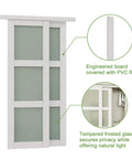 60 Inch By 80 Inch Sliding Closet Door Set With Double 31 Inch Panels 5 Lite Frosted Glass 4mm Tempered Glass Primed And Paintable White Surface