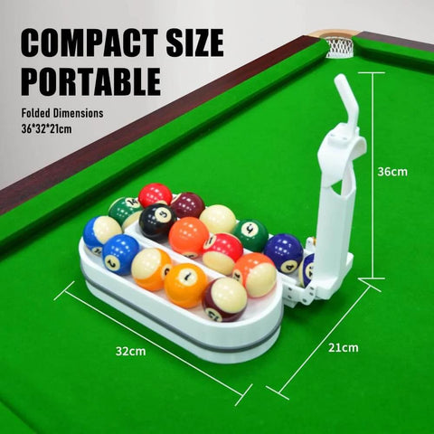 Billiards Training Rack For Pool And Snooker, 3D Printed Ball Rack With Perfect Alignment on green table holding 15 balls
