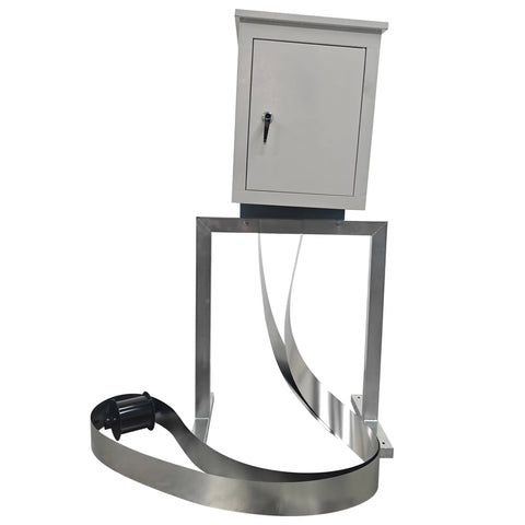 Intsuprm 60W Steel Belt Oil Skimmer With 6 Meter Stainless Strip For Tramp Oil Removal And Coolant Tank Water Separator on stand.