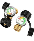 Two-pack Propane Tank Gauge Gas Pressure Meter with QCC1 Type 1 Connection, solid brass weatherproof design, easy-to-read indicators