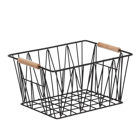 Sleek Stackable Wire Storage Baskets Set Of Three For Closet Organization And Home Stash Heavy Duty Powder Coated Steel Containers For Linens Clothes And Black Finish