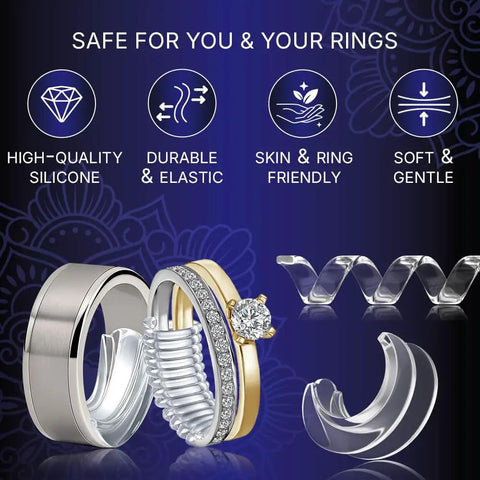 Ring Size Adjuster Kit For Loose Rings With Wide Bands 3 To 8mm Fits Thick Bands Includes 6 Spiral Guards And 6 Pad Guards