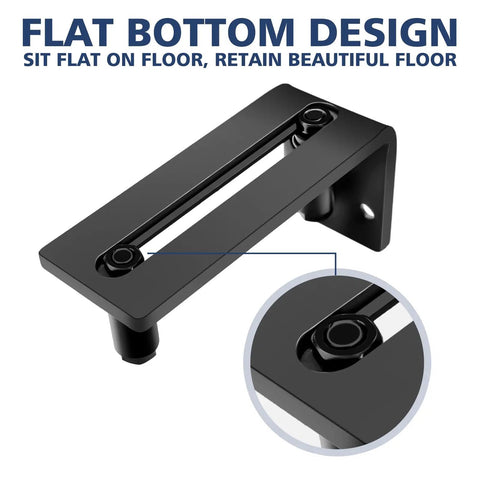 Heavy Duty Sliding Barn Door Floor Guide With Adjustable Rollers showcases a flat bottom design for stable floor placement.