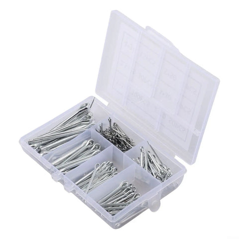 Rock Solid Stainless Steel Cotter Pin And Hair Pin Kit 230 Piece Assortment With Clevis Retaining Hitch Pins Spring Fasteners box