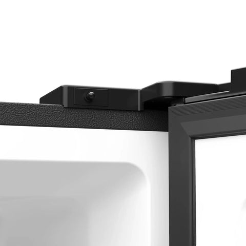 Close-up of the lid and hinge mechanism on the Twenty One Cubic Feet Upright Convertible Refrigerator Freezer Combo.