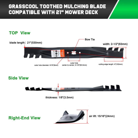 21 Inch Mulching Blade Replacement For Troy Bilt Cub Cadet Walk Behind Self Propelled Mowers Heavy Duty Beast, diagram