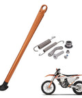 Beefy CNC Aluminum Dirt Bike Kickstand With Springs For XCF EXC EXC F XC XC W XCF W Six Days XC W Six Days TPI FE FX TE 125 250 350 450 500 2017 2022 Orange, shown with springs and dirt bike
