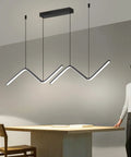 Linear LED Chandelier With Remote Dimmable 35.4 Inch Tunable 3000K-6000K Black Fixture above dining table