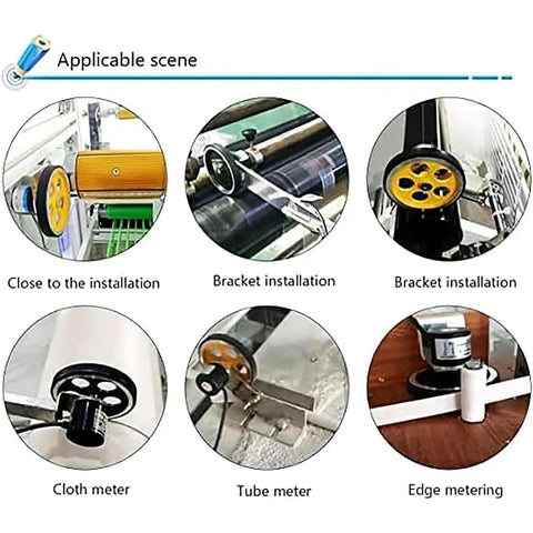 Straight Up Heavy Duty Digital Cable Length Meter Counter With Single Rolling Measure Wheel And Memory Backup For Textile Plants close-up of installation scenes