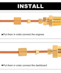 Oil pressure gauge tubing kit with copper tube and brass threaded fittings; two installation views