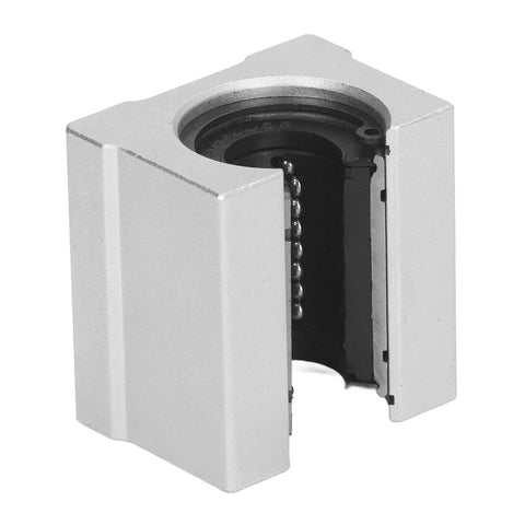 Top Notch Aluminum Slide Blocks For Smooth Motion, Precision SBR16UU Linear Rail Sliders close-up view with silver finish and internal structure.