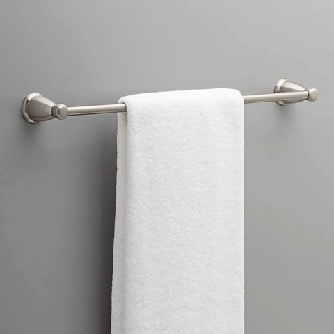 3 Piece Satin Nickel Bathroom Hardware Set With 24 Inch Towel Rack Towel Ring And Toilet Paper Holder For A Slick Modern Bathroom Decor