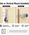 Heavy Duty Vertical Track Roller Wheels For Sliding Closet Doors With Slick Rubber Casters mounted in vertical and side configurations.