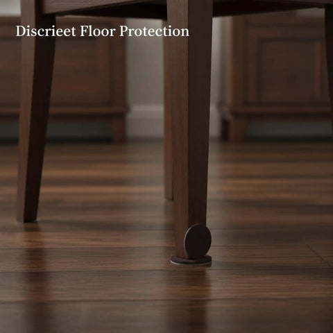 Chair leg with Round Furniture Felt Pads Self Adhesive Brown Floor Protectors for Hardwood Floors Glide Cushions installed
