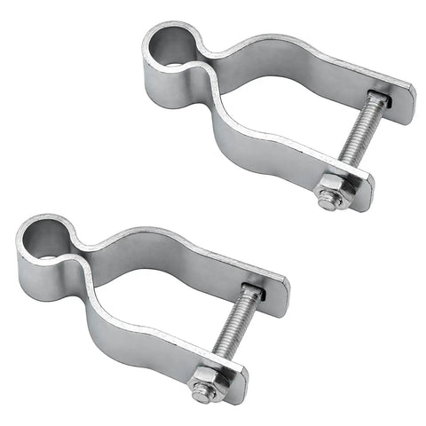 8-Inch J-Bolt Gate Hinge Kit Heavy Duty Galvanized Steel With 5/8 Inch Pin For Chain Link Fence Swing Gates And Farm Wall Wood Metal Posts 2 Pack, two clamps