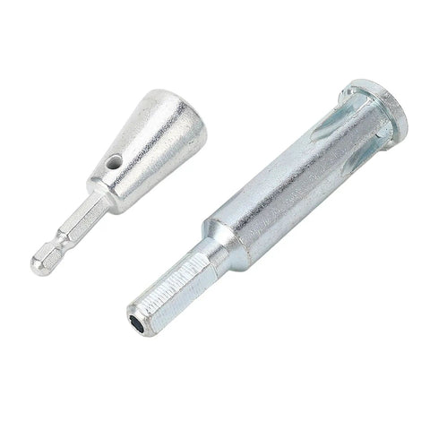 Pro Grade Power Drill Wire Stripper Adapter For Electricians showing silver steel housing and quick mount features