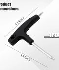 Dual Bit Golf Torque Wrench With T20 And T25 Heads, Universal Shaft Adapter, black plastic and stainless steel tool dimensions.