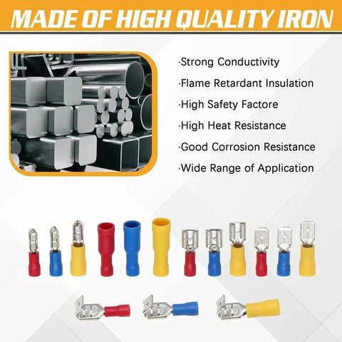 Top Tier 236pcs Insulated Wire Connectors Kit With Butt Rings Spade Terminals And Fast Disconnect Crimp Accessories For All Your DIY Electrical Projects And Auto Wiring Needs Totally Awesome Gear iron insulated wire terminals set, assorted red blue yellow crimps
