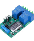 Beefy 30A 12V Multi Function Motor Controller With Metal Housing For Robotics And Automation Six Modes Low Standby Current About Seven Milliamp Custom Delay Settings High Reliability Easy Integration For DIY Projects, PCB with dual relays and display