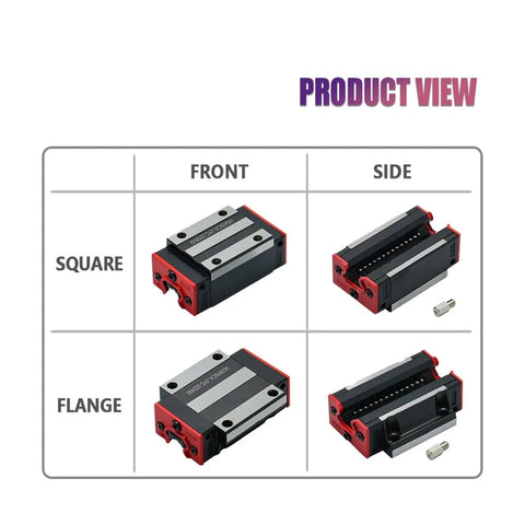 High Precision Linear Guide Rail Kit 4 PCS HGH15CA HGW15CC Slide Block Smooth Runner for CNC Router And Milling Machine Super Stable Setup square and flange blocks